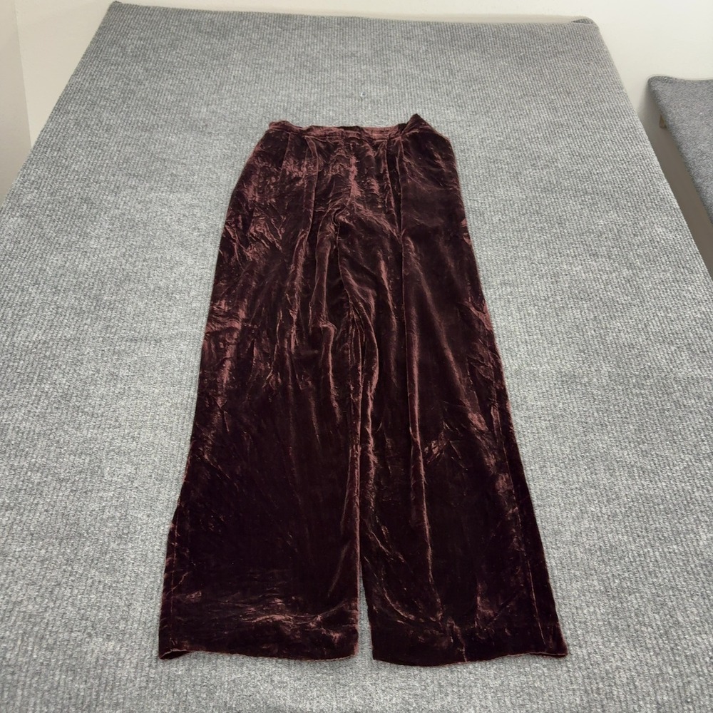 Vintage Silk Club Collection Pants Womens S Burgundy Silk Rayon Velvet Wide Leg